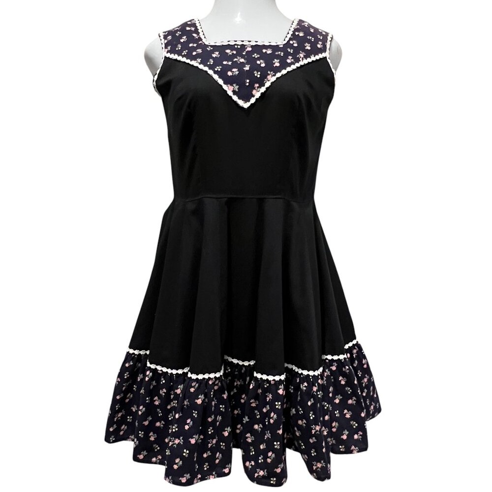 Kate Schorer Vintage Sleeveless Dress, Black Floral, M/L